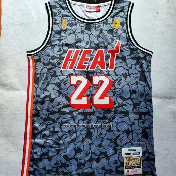 Maglia Miami Heat Jimmy Butler #22 Mitchell & Ness 2019-20 Grigio